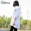 プラスサイズのホワイトシャツフェミニナ刺繍の長袖トップスの女性半袖ブラウス緩いカミサスFemininas Tataria 210514