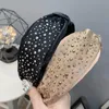 Fashion Wide Side Headband dla kobiet Shining Pearls Rhinestone Hairband Center Knot Akcesoria do włosów