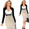 Kvinnors kostymer Blazers Kvinnor Elegant Optisk Illusion Patchwork Långärmad One Piece Dress Suit Casual Work Office Business Party Bodycon