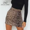 Jocoo Jolee Sexy Leopard Skirt for Women Winter Vintage Harajuku High Waist Suede a Line Mini Dress Casual Short Wrap Skirt 210518