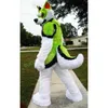 Halloween Długi Fur Green White Husky Dog Maskotki Kostium Najwyższej Jakości Cartoon Motyw Charakter Karnawał Unisex Dorośli Rozmiar Boże Narodzenie Birthday Party Fantical Outfit