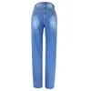 Jeans des femmes surdimensionnés 44 femmes jeans déchirées de jambe droite, adultes pantalons de denim à taille haute taille haute avec poches