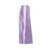 Solide violet Satin soie jupe femmes taille haute été longue jupe nouvelles élégantes dames bureau jupes Midi printemps 210419