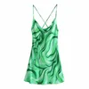 Vestido mujer estampado verde corto verano es sin espalda sexy resbalón mini playa mujeres casual club noche es 210519