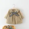 Cute Girls Bow Tie Trench Coats 2020 Children Boutique Clothing Korean Stylish 1-4T Gilrs Long Sleeves Thin Outerwear Jackets