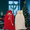 Santa Sack Linen Christmas Candy Bag with Drawstring Xmas Gift Sacks Apple Present Storage Bags for Kid