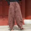 Johnature bawełna pościel rozrywka elastyczna talia ciepłe spodnie haremowe jesień zima luźne wygodne kobiety pełne spodnie 210521