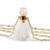 Perfume Bottle Multi-Kind Natural Stone Essential Oil Bottles White Quartz ite Amethysts 26" Women Necklace Drop 210721