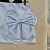 Faldas Faldas de arco para Lady 2021 Primavera Dulce Rhinestone Edge Transporte Alto Cintura Satén A- Línea Ropa de Oficina de Mujeres