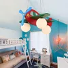 Wood Airplane Chandelier For Children Kids Boy Bedroom LED Hanging Pendant Lamp Nursery Aircraft Suspension Lights Chandeliers