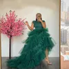 2021 Hunter Green Tulle Ladies Maternity Sleepwear Dress Ruffles Feather Nightgowns for Photoshoot Lingerie Bathrobe Nightwear Baby Shower