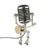 Steampunk Vintage Microphone Robot Lamp Industrial Metal Decor Table Touch Dimmer Home Desktop Ornament 2109291384658