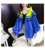 H.SA Winter Koreaanse Mode Ruffles Rits Trui Jas Hooded Cardigans Patchwork Knit Jas Mujer Suiner 210417