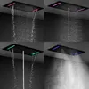 5 Funktioner Högflödet Termostatiskt LED -duschsystem dolda stort regnkolonnvattenfall Massage spa duschhuvud svart dusch