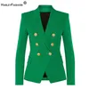 HarleyFashion Classic Design Donna Blazer casual stile elegante Tinta unita Blazer verde autunno sottile di alta qualità 211019