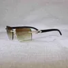 2023 Designer Glasses New Vintage Rhinestone Black White Buffalo Horn Rimless Men Wood Sunglasses Metal Frame Shades For Summer Club Eyewear