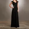 Black Chiffon Mother of the Bride Dresses Beaded Decorations V-Neck V-Back with Zipper Party Gowns Different Colors For Choice