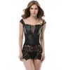NXY SEXY SET SEXY Women Faux Leather Corset Black Lace Burlesque Steampunk Dress Club Gothic Bustier Plus Size Underkläder 1130
