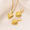 Collana Orecchini Set Cuore Amore Ciondolo Catena Gioielli 9k Giallo G/F Oro Bowknot Fiore Tema abbondante