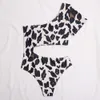 ZAFUAZ Leopard Badeanzug Ausschnitt Monokini Badeanzug Weibliche Badebekleidung Sexy One Shoulder Bodysuit Beachwear 210604