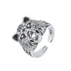 Women Men Vintage Tiger Open Ring Hip Hop Style Animal Finger Rings for Gift Party Fashion Jewelry Accessories