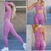 Seamless Yoga Set for women Female Blue workout gym Bra booty legging high waist fitness Wear Active outfits sports Legging Sets 210802