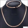 Bracelet, Earrings & Necklace Jewelry Sets Davieslee Rose Gold Set For Women Braided Tail Link Chain Bracelet Wholesale Gift Lcss Drop Deliv