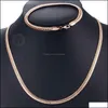 Pulseira, Brincos Colar Jóias Conjuntos Davieslee Rose Gold Set para Mulheres Trançado Cauda Link Cadeia Bracelete Atacado Presente LCSS Drop Deliv