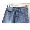 Pantalones vaqueros lavados rectos de cintura alta de verano para mujer, pantalones cortos crudos para mujer, versión coreana 210507