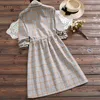 Japan Stil Mori Mädchen Vintage Kleid Frühling Herbst Bowknot Süße Vestidos Frauen Langarm Plaid Baumwolle Leinen Kleider 210520