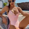 Lady039s OnePiece garnitury stały stały kolor stały kolor stroju kąpielowego One Piece Bikinis Summer Outdoor