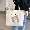 Fashion cartoon lady shopping bag, high quality canvas, women's handbag, large capacity shoulder bags, a variety of patterns to choose from