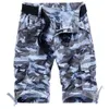 Hommes Summer Casual Loose Camouflage Cargo Shorts Hommes Multi-Poche 100% Coton Street Militaire Longueur Genou Plage 210713