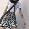 Hög midja leopard kjol för kvinnor koreanska mode gatan kläder tonårsflickor hajuku streetwear sexiga mini hippie kjolar