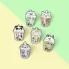 Cute Animal Modeling Pearl Milk Tea Pins Cat Panda Rabbit Bear Unicorn Paint Badge Unisex Children Alloy Bottle Hat Bags Collar Br316w