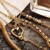 Collegamento, catena YO Bracciali Braccialetti Bangles Bead Heart Charm Set Gioielli Regali per le donne Star Bohemian Gold Color Link Metallo