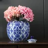 Вазы синий и белый фарфоровая цветочная ваза композиция контейнер контейнер керамический хранилище банку