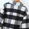 Vintage vrouw oversized plaid patchwork korte wollen jas lente mode dames losse zachte jassen vrouwelijke chique uitloper 210515