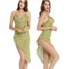 Nighthowns Women Lace Green Asymmetrisk Klänning Deep V Sexig Kvinnors sömn Lounge Hot Nightgowns Sleepshirts Intimates