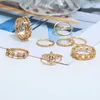 Cluster Rings Simple And Stylish Metal 8 Piece / Set Of Joint Ring Inlaid Zircon Unique Combined With Ladies Jewelry Decoration Edwi22