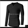 T-Shirts Tees & S Clothing Apparel Drop Delivery 2021 Fashion T-Shirt Long-Sleeved Large Size Mens Custom Button Solid Color Shirt Black S-2X