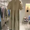 O Neck Pullover Short Sleeve Dress Women High Waist Hip A Line Loose Vestidos Summer Casual Robe Solid 210422