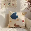 Cushion/Decorative Pillow DUNXDECO Cushion Cover Decorative Case Fresh Pink Blue Geometric Garden Bird Cotton Thread Embroidery Sofa Chair C