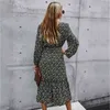 Foridol bloemenprint boho maxi lange winter jurk vrouwen kleding vintage vierkante kraag A-lijn jurk chic lange mouw jurk 210415