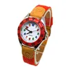 Wristwatches 100pcs/Lot Cartoon Watch For Chirdren Classic Colorful Round Dial Kids Watches Cute Arabic Numerals Nylon Leather Wristwatch