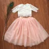 Ins Girls Summer Clothing Set Tutu Gonna lunga per bambini Top in pizzo Hallowed + Gonna lunga Elegante costume da festa per bambini 210529