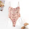 Donne Teddy lingerie Biancheria intima sexy Corsetto erotico Maglia di pizzo Sleepwear Nightwear Cinturino ricamato pigiama sexy 211104