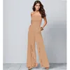 Z-Zoxu Mulheres Jumpsuit Retalhamento Retalhos Sem Mangas Off Ombro Sexy Macacões Mulheres Plus Size Longo Verão S 210524