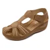 패션 Zapatos de Mujer 웨지 여성을위한 패션 Zapatos de Mujer 웨지 신발 Sandalias 2021 Sandalia Feminina Solid Retro 플랫폼 Sandals Beach Wear