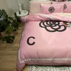 Luxury pink designer bedding sets silk letter printed queen size duvet cover bed sheet fashion pillowcases comforter set